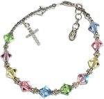 Children's Sterling Silver First Communion Rosary Bracelet with High End Crystals