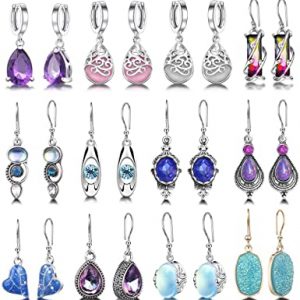 12 Pairs Teardrop Crystal Drop Dangle Earrings for Women, Girls