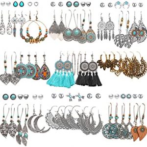 45 Pairs Fashion Hollow Drop Dangle Earrings Set for Women Girls