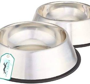 PETS EMPIRE Dog Bowl Round Stainless Steel Pet Bowl  (700 ml Silver)
