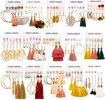 AROIC 93 Pairs Colorful Earrings with Tassel Earrings