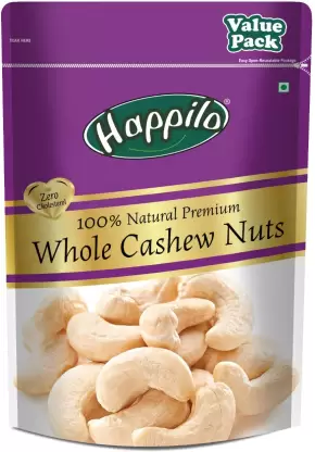 Happilo 100% Natural Premium Whole Kaju / Cashews  (500 g)