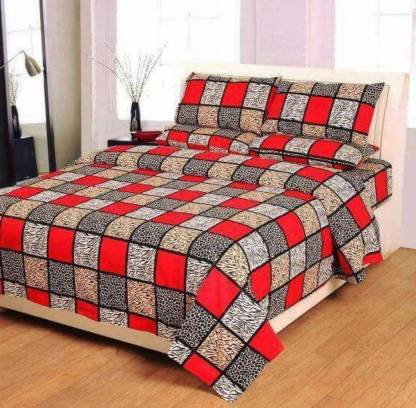 Exotic 140 TC Microfiber Double King Checkered Bedsheet